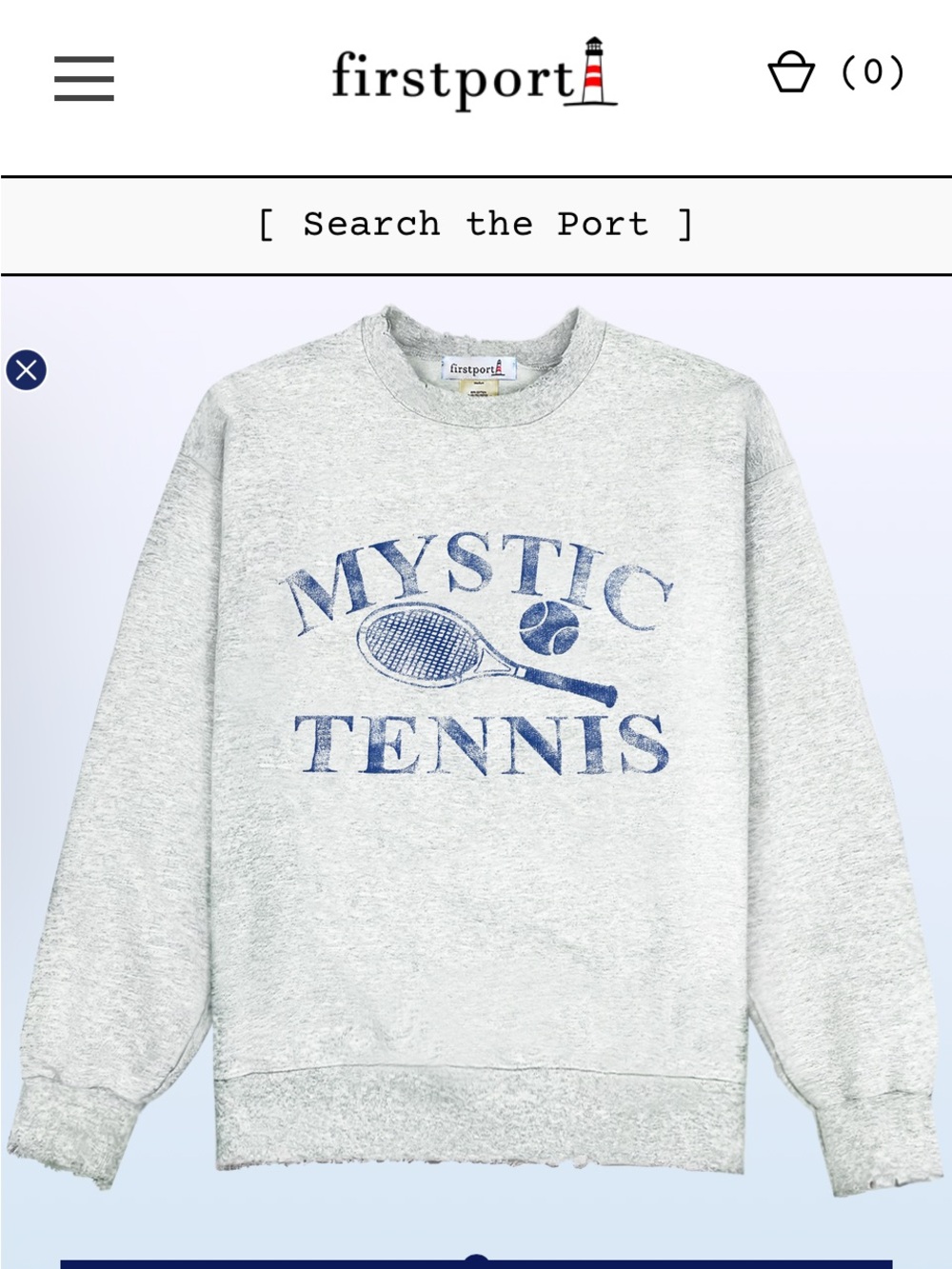 Firstport Mystic Tennis Crewneck Sweatshirt - Light Gray size Large Unisex